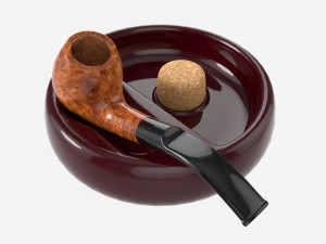 Smoking Pipe Ashtray with Holder 01 Model 3D