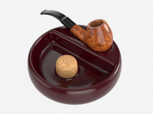 Smoking Pipe Ashtray with Holder 01 Model 3D