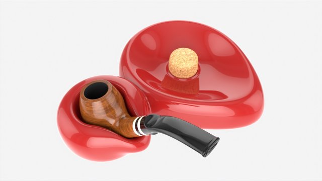Smoking Pipe Ashtray with Holder 02 Model 3D .c4d .max .obj .3ds .fbx .stl .blend 