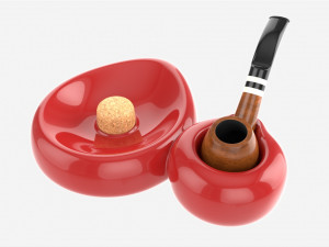 Smoking Pipe Ashtray with Holder 02 Model 3D