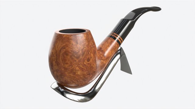 Smoking Pipe Bent Briar Wood 01 3D 模型 .c4d .max .obj .3ds .fbx .stl .blend 
