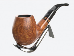 Smoking Pipe Bent Briar Wood 01 3D 모델