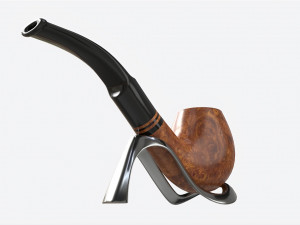 Smoking Pipe Bent Briar Wood 01 3D 模型
