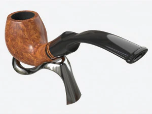 Smoking Pipe Bent Briar Wood 01 3D Model