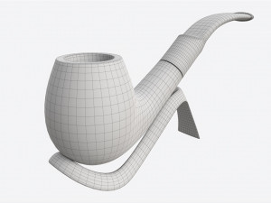 Smoking Pipe Bent Briar Wood 01 3D 模型