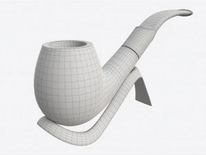 Smoking Pipe Bent Briar Wood 01 3D Model
