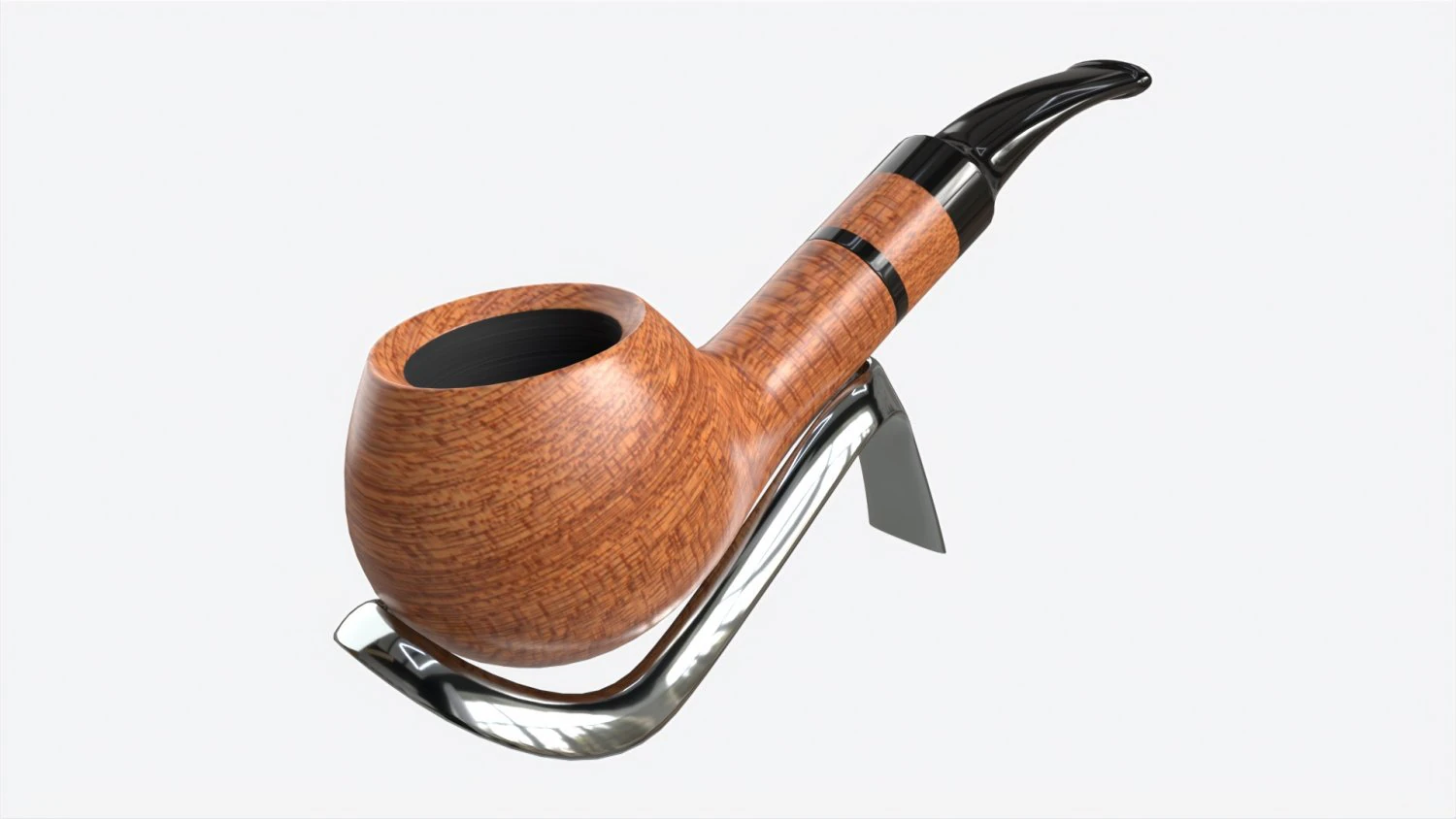 Smoking Pipe Bent Briar Wood 02 3D Model .c4d .max .obj .3ds .fbx .stl .blend 