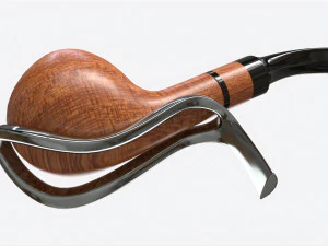 Smoking Pipe Bent Briar Wood 02 3D Model