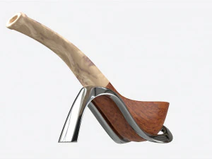 Smoking Pipe Bent Briar Wood 03 3D Model