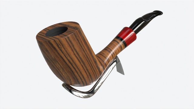 Smoking Pipe Half-bent Briar Wood 01 3D Model .c4d .max .obj .3ds .fbx .stl .blend 
