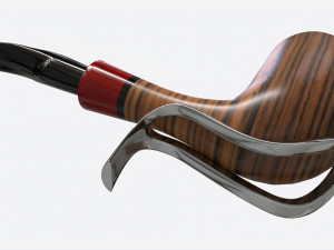 Smoking Pipe Half-bent Briar Wood 01 3D Model
