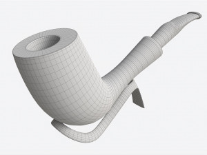 Smoking Pipe Half-bent Briar Wood 01 3D Model