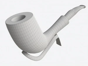 Smoking Pipe Half-bent Briar Wood 01 3D Model