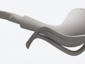 Smoking Pipe Half-bent Briar Wood 01 3D Model