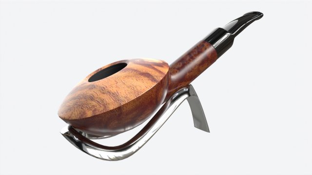 Smoking Pipe Half-bent Briar Wood 02 3Dモデル .c4d .max .obj .3ds .fbx .stl .blend