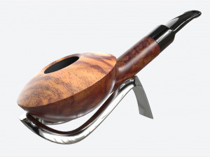 Smoking Pipe Half-bent Briar Wood 02 Modelo 3D
