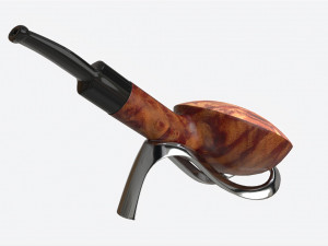 Smoking Pipe Half-bent Briar Wood 02 3Dモデル