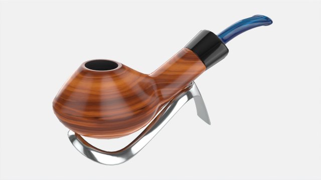 Smoking Pipe Half-bent Briar Wood 03 3D Model .c4d .max .obj .3ds .fbx .stl .blend 