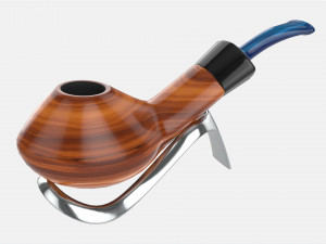 Smoking Pipe Half-bent Briar Wood 03 3D Model