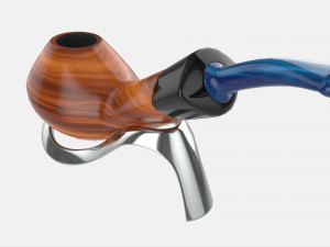 Smoking Pipe Half-bent Briar Wood 03 3D Model