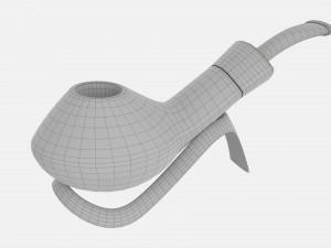 Smoking Pipe Half-bent Briar Wood 03 3D Model