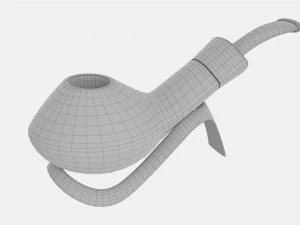 Smoking Pipe Half-bent Briar Wood 03 3D Model