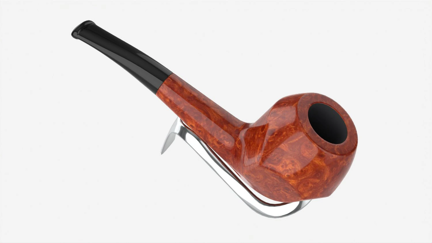 Smoking Pipe Half-bent Briar Wood 04 3D Model .c4d .max .obj .3ds .fbx .stl .blend 