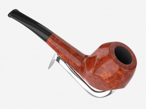 Smoking Pipe Half-bent Briar Wood 04 Model 3D