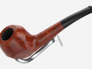Smoking Pipe Half-bent Briar Wood 04 3D Модель
