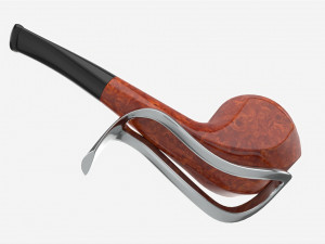 Smoking Pipe Half-bent Briar Wood 04 3D Модель