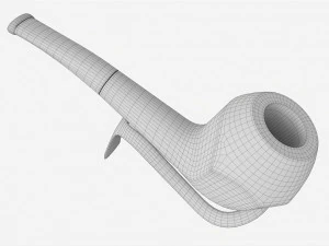 Smoking Pipe Half-bent Briar Wood 04 3D Model