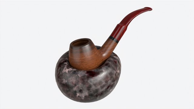 Smoking Pipe Holder Single with Pipe 3D Model .c4d .max .obj .3ds .fbx .stl .blend 