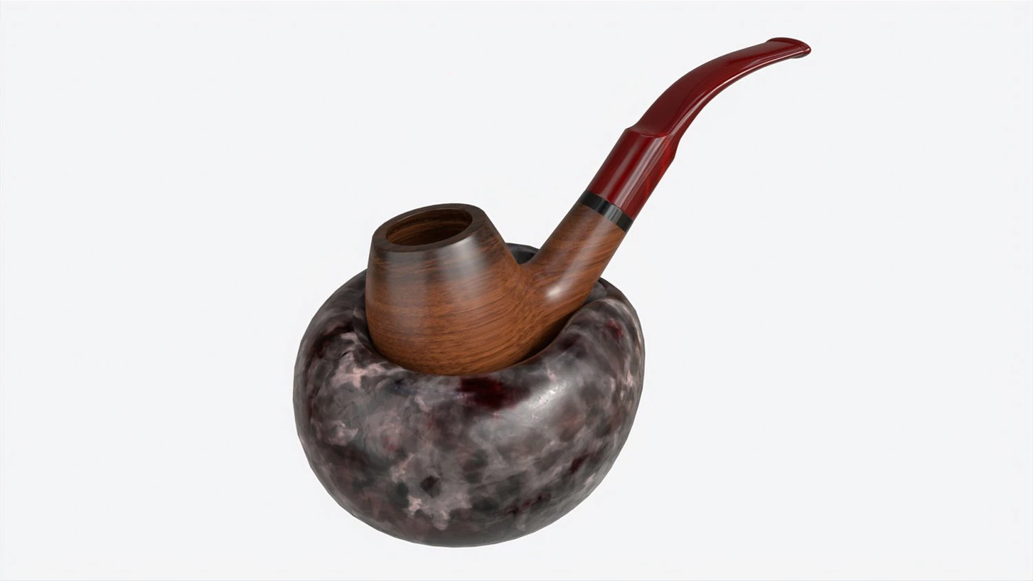 Smoking Pipe Holder Single with Pipe 3D Model .c4d .max .obj .3ds .fbx .stl .blend 
