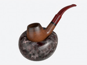 Smoking Pipe Holder Single with Pipe 3D Model
