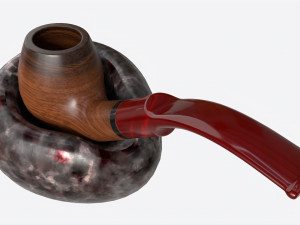 Smoking Pipe Holder Single with Pipe 3D Model