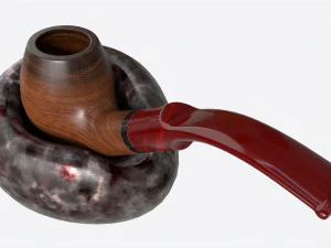 Smoking Pipe Holder Single with Pipe 3D Model