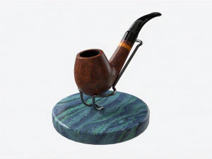 Smoking Pipe Holder Wire with Pipe 3D Model