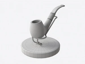 Smoking Pipe Holder Wire with Pipe 3D Model