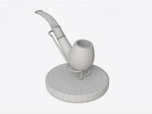Smoking Pipe Holder Wire with Pipe 3D Model