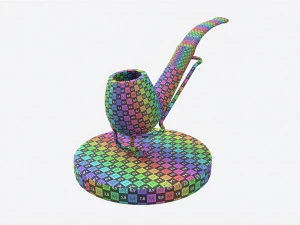 Smoking Pipe Holder Wire with Pipe 3D Model
