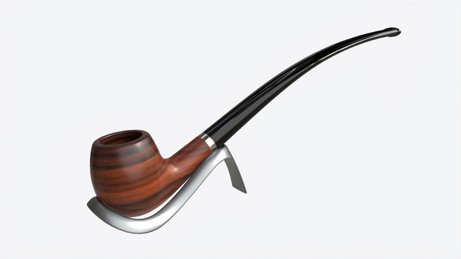 Smoking Pipe Long Briar Wood 01 3D Model .c4d .max .obj .3ds .fbx .stl .blend 