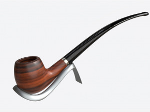 Smoking Pipe Long Briar Wood 01 3D Model
