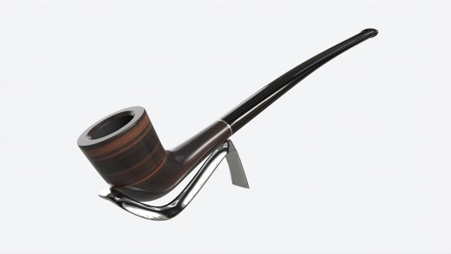 Smoking Pipe Long Briar Wood 02 3D Модель .c4d .max .obj .3ds .fbx .stl .blend 