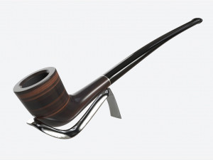 Smoking Pipe Long Briar Wood 02 3D-Modell