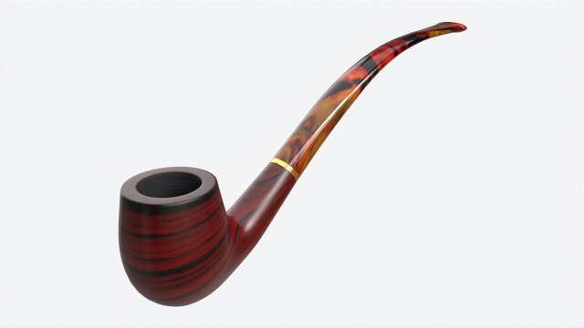 Smoking Pipe Long Briar Wood 03 Model 3D .c4d .max .obj .3ds .fbx .stl .blend 