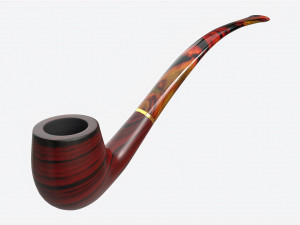 Smoking Pipe Long Briar Wood 03 3D Model