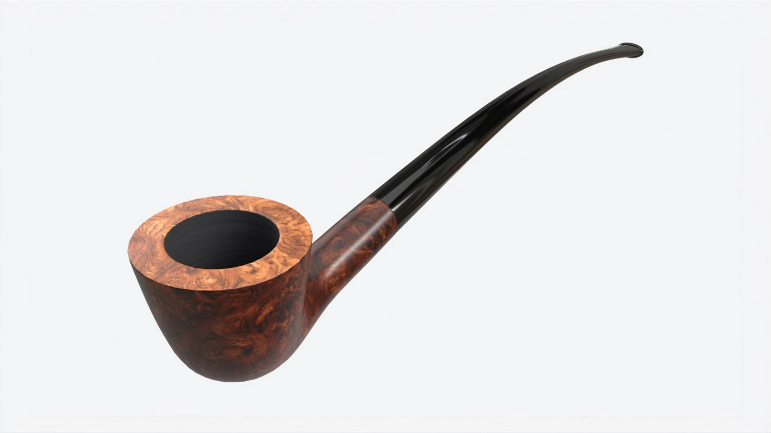 Smoking Pipe Long Briar Wood 04 3D Model .c4d .max .obj .3ds .fbx .stl .blend 