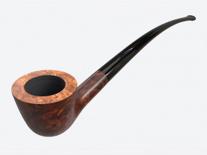 Smoking Pipe Long Briar Wood 04 Model 3D