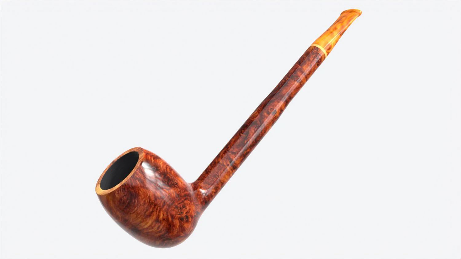 Smoking Pipe Straight Briar Wood 02 3D Model .c4d .max .obj .3ds .fbx .stl .blend 