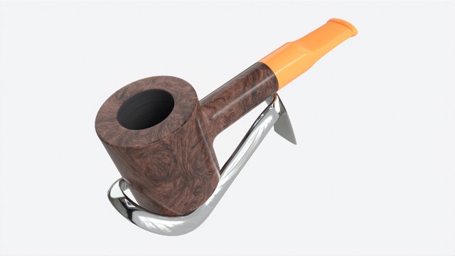 Smoking Pipe Straight Briar Wood 04 3D Модель .c4d .max .obj .3ds .fbx .stl .blend 